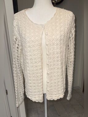 Bedford Fair White Cardigan Sweater Button Front sz. XLP NWOT